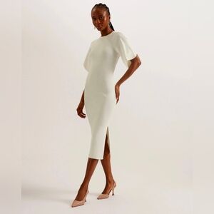 Ted Baker Raelea Bodycon Midi Dress | US Size 6 | Ivory | Bridal